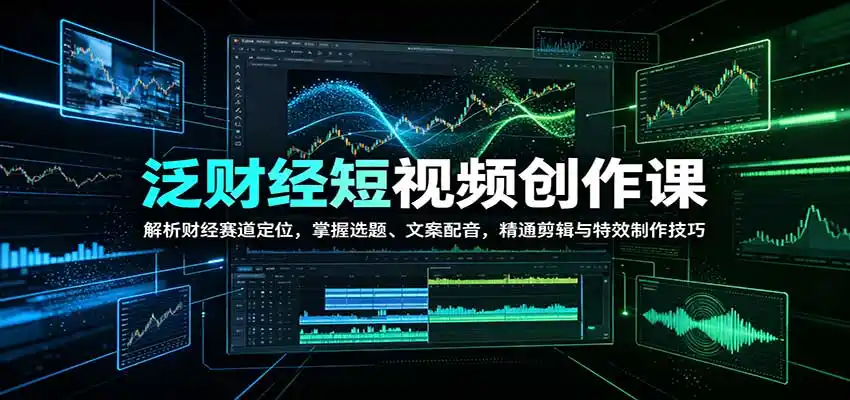 泛财经短视频创作课:解析财经赛道定位,掌握选题、文案配音,精通剪辑与特效制作技巧-二当家网创资源站