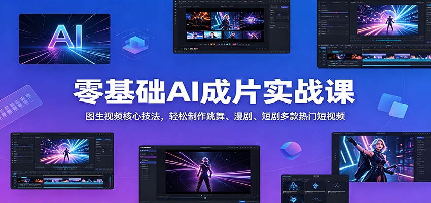 零基础AI成片实战课：图生视频核心技法，轻松制作跳舞、漫剧、短剧多款热门短视频-二当家网创资源站