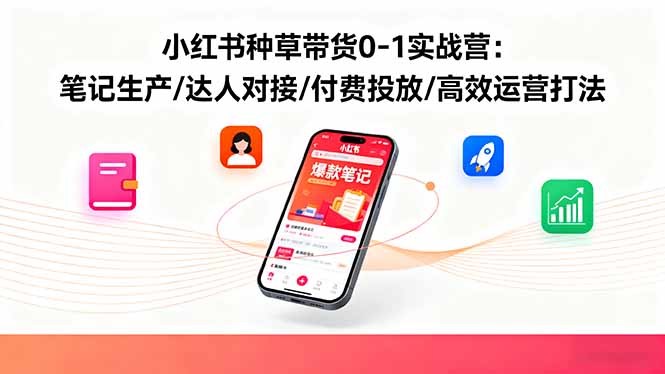 小红书种草带货0-1实战营：笔记生产/达人对接/付费投放/高效运营打法-二当家网创资源站