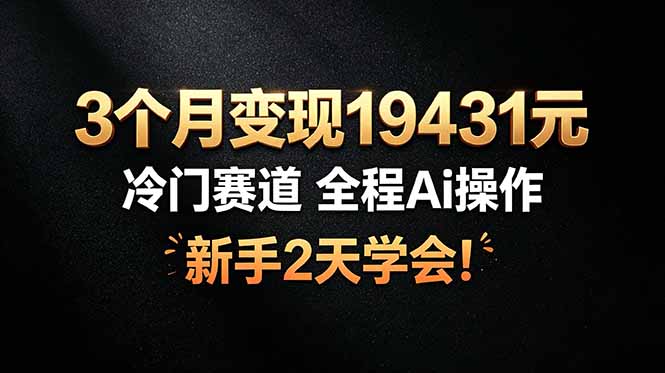 3个月变现19431元，冷门赛道 全程Ai操作，新手2天学会！-二当家网创资源站