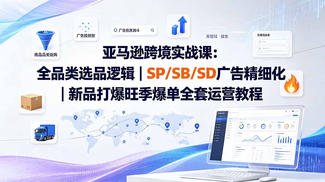 亚马逊跨境实战课-更新8月:全品类选品逻辑|SP/SB/SD广告精细化|新品打爆旺季爆单全套运营教程-二当家网创资源站