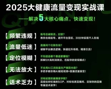 大健康流量全域新增长8.0，三月底线下课视频，大健康万亿蓝海，从类目突围到模式迭代-二当家网创资源站