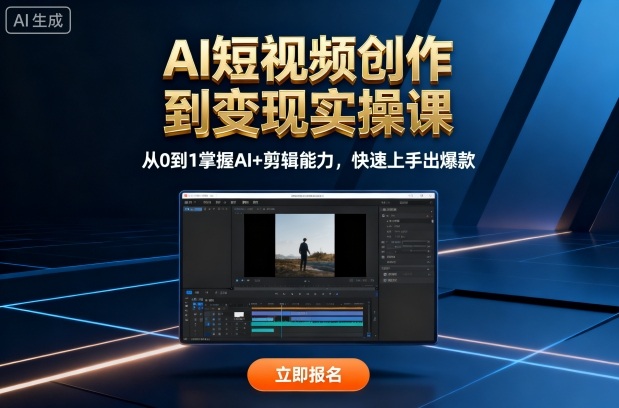 AI短视频创作到变现实操课，从0到1掌握AI+剪辑能力，快速上手出爆款(更新10月)-二当家网创资源站