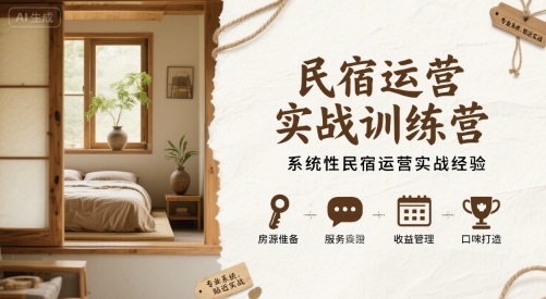 民宿运营实战训练营，系统性民宿运营实战经验-二当家网创资源站