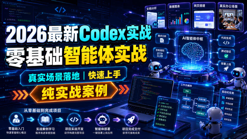 2026最新Codex实战零基础智能体实战，真实场景落地，快速上手，纯实战案例-二当家网创资源站