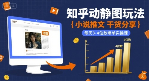 小说推文干货分享之知乎动静图玩法，每天3-4位数爆单实操课-二当家网创资源站