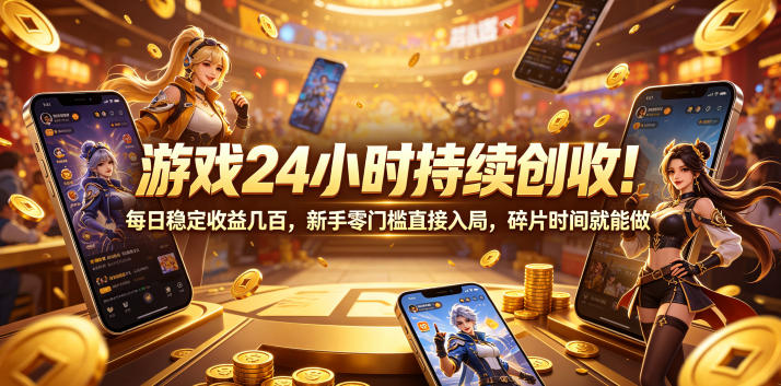游戏24小时持续创收!每日稳定收益几百,新手零门槛直接入局,碎片时间就能做【揭秘】-二当家网创资源站