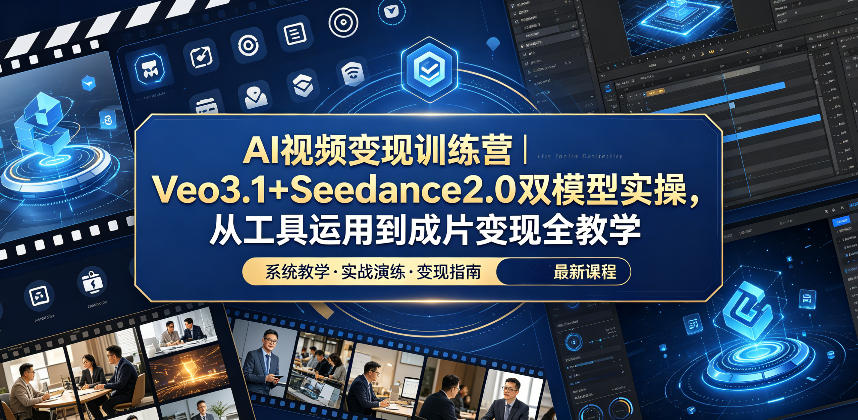 AI视频变现训练营｜Veo3.1+Seedance2.0双模型实操，从工具运用到成片变现全教学-二当家网创资源站