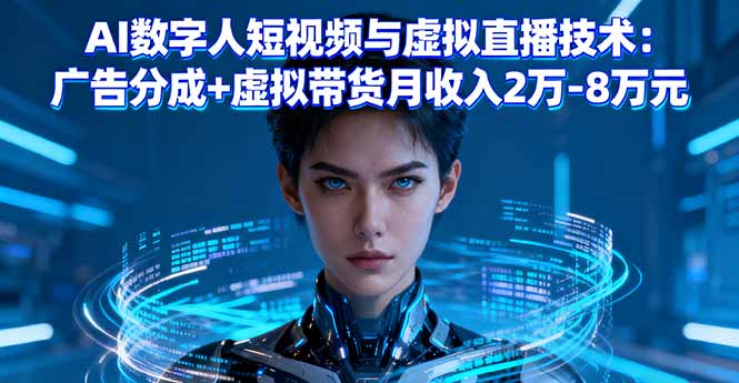 AI数字人短视频与虚拟直播技术：广告分成+虚拟带货月收入2万-8万元-二当家网创资源站