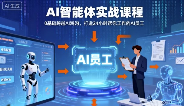 Ai智能体实战课程,0基础跨越Ai鸿沟,打造24小时帮你工作的Ai员工,打破常规,以实战定义Ai-二当家网创资源站