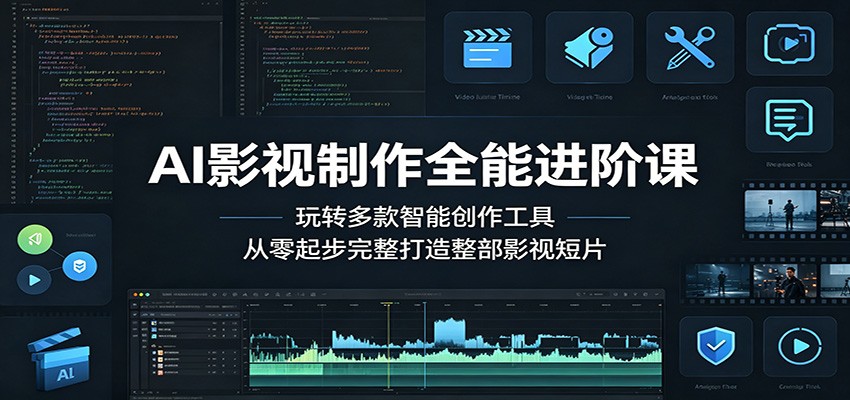 AI影视制作全能进阶课：玩转多款智能创作工具，从零起步完整打造整部影视短片-二当家网创资源站