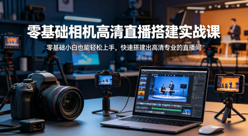 零基础相机高清直播间搭建实战课,小白也能轻松上手,快速搭建出高清专业的直播间-二当家网创资源站