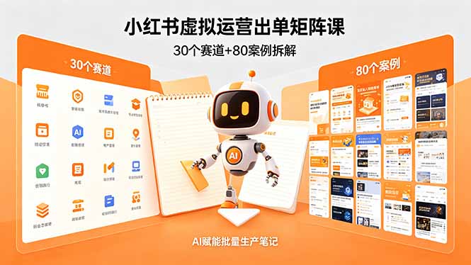 小红书虚拟运营出单矩阵课：30个赛道+80案例拆解，AI赋能批量生产笔记-二当家网创资源站