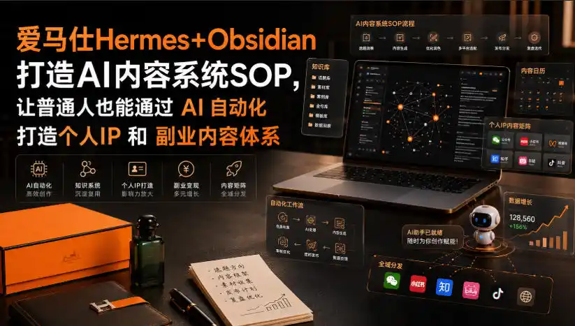 爱马仕Hermes+Obsidian打造AI内容系统SOP,让普通人也能通过 AI 自动化打造个人IP 和 副业内容体系-二当家网创资源站