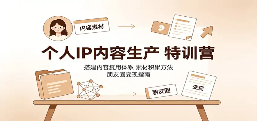 个人IP内容生产特训营：搭建内容复用体系，素材积累方法，朋友圈变现指南-二当家网创资源站