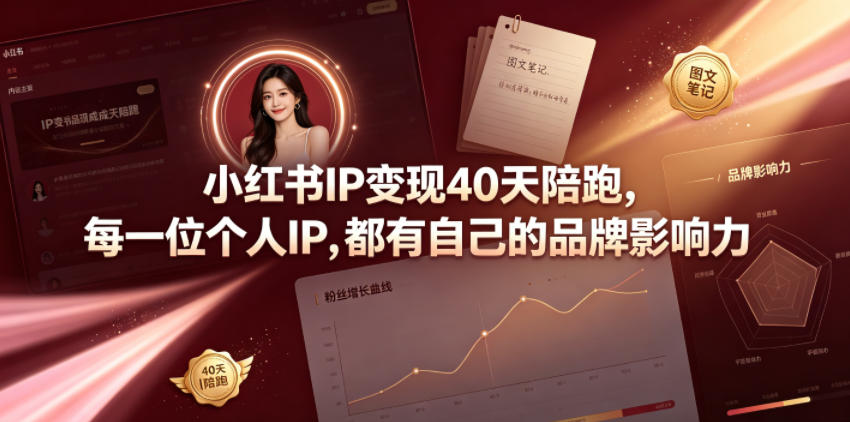 小红书IP变现40天陪跑，每一位个人IP，都有自己的品牌影响力-二当家网创资源站