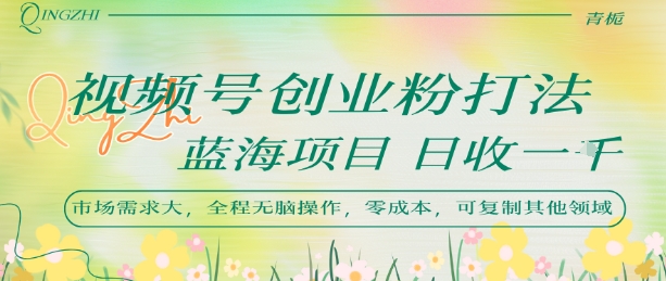 视频号创业粉打法，日入1k，蓝海项目，市场需求大，全程无脑操作，可复制-二当家网创资源站