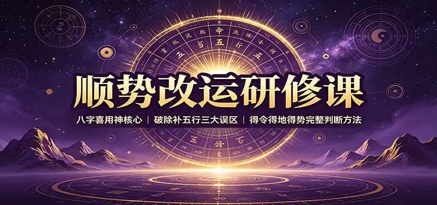 顺势改运研修课：八字喜用神核心，破除补五行三大误区，得令得地得势完整判断方法-二当家网创资源站