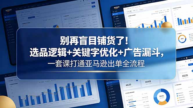 别再盲目铺货了！选品逻辑+关键字优化+广告漏斗，一套课打通亚马逊出单全流程-二当家网创资源站