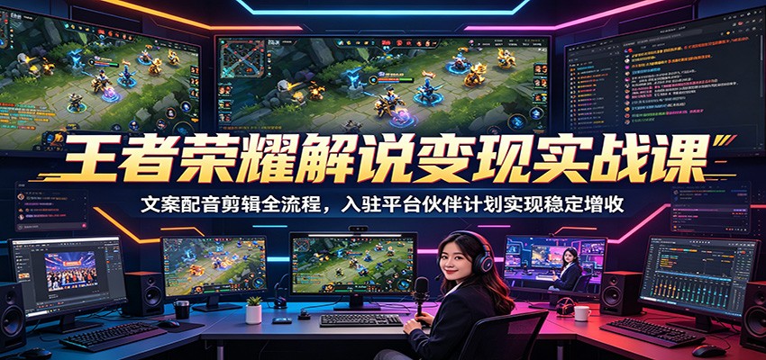 王者荣耀解说变现实战课:文案配音剪辑全流程,入驻平台伙伴计划实现稳定增收-二当家网创资源站
