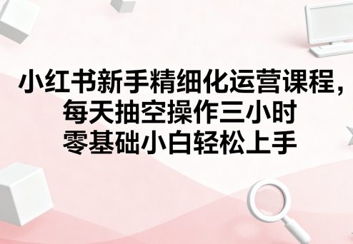 小红书新手精细化运营课程，每天抽空操作三小时，零基础小白轻松上手-二当家网创资源站