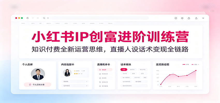 小红书IP创富进阶训练营：知识付费全新运营思维，直播人设话术变现全链路-二当家网创资源站