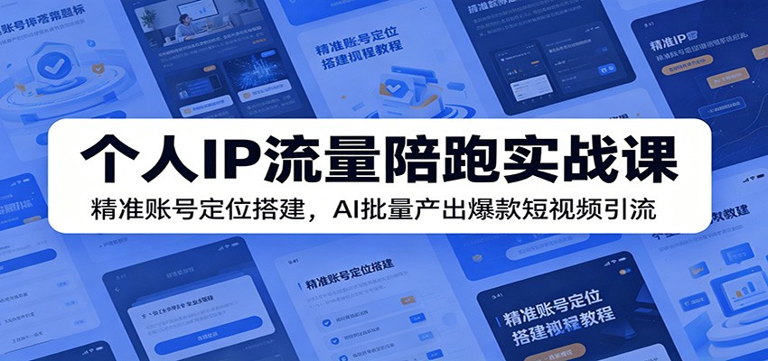个人IP流量陪跑实战课:精准账号定位搭建,AI批量产出爆款短视频引流-二当家网创资源站