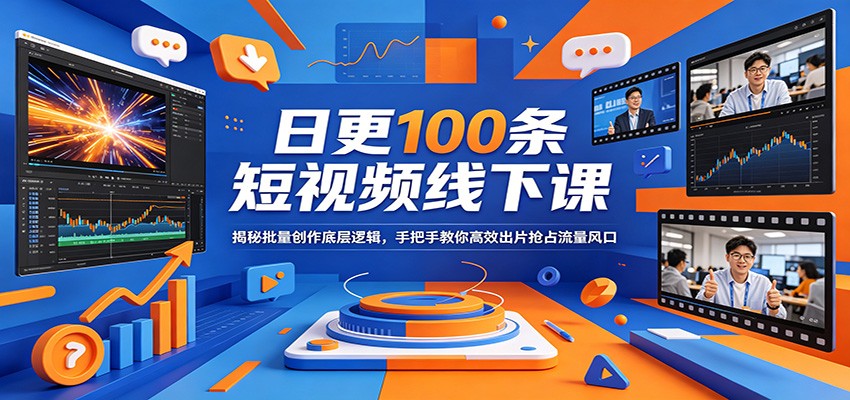 日更100条短视频线下课：揭秘批量创作底层逻辑，手把手教你高效出片抢占流量风口-二当家网创资源站