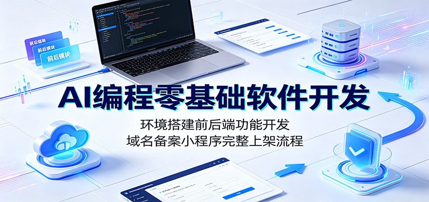 AI编程零基础软件开发：环境搭建前后端功能开发，域名备案小程序完整上架流程-二当家网创资源站