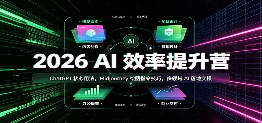 2026 AI效率提升营:ChatGPT核心用法,Midjourney绘图指令技巧,多领域AI落地实操-二当家网创资源站