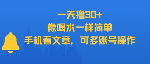 一天撸30+，像喝水一样简单，手机看文章，可多账号操作-二当家网创资源站