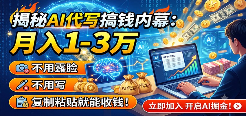 揭秘AI代写搞钱内幕：月入1-3万，不用露脸不用写，复制粘贴就能收钱！-二当家网创资源站