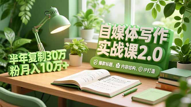 自媒体写作实战课2.0,爆款标题、内容结构、IP打造,半年复制30万粉月入10万+-二当家网创资源站