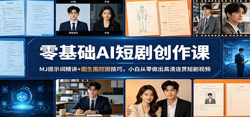 零基础AI短剧创作课：MJ提示词精讲+图生图控图技巧，小白从零做出高清连贯短剧视频-二当家网创资源站