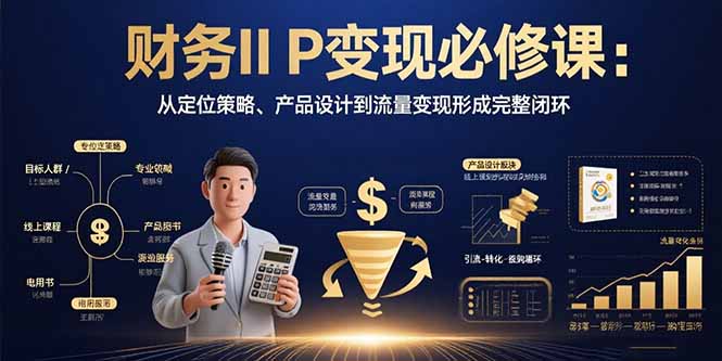 财务IP变现必修课：从定位策略、产品设计到流量变现形成完整闭环-二当家网创资源站