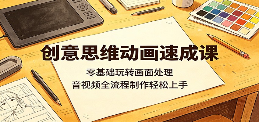 创意思维动画速成课：零基础玩转画面处理，音视频全流程制作轻松上手-二当家网创资源站