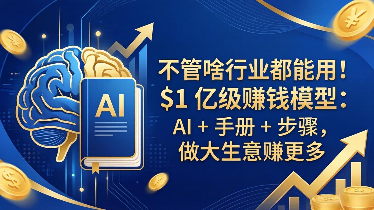 不管啥行业都能用！$1 亿级赚钱模型：AI + 手册 + 步骤，做大生意赚更多-二当家网创资源站