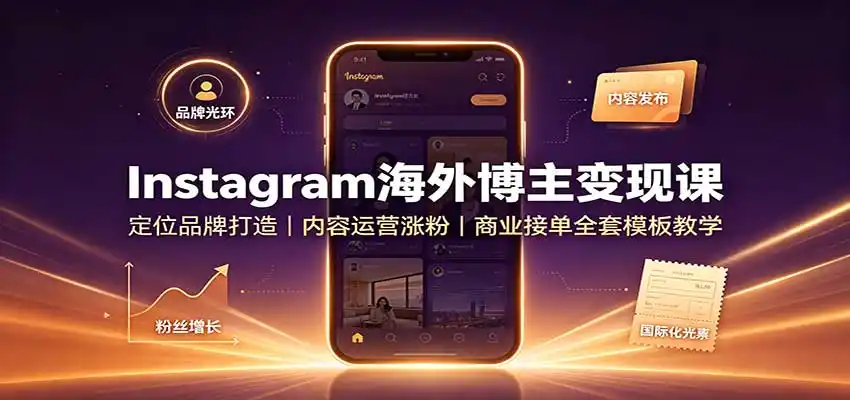 Instagram海外博主变现课:定位品牌打造,内容运营涨粉,商业接单全套模板教学-二当家网创资源站