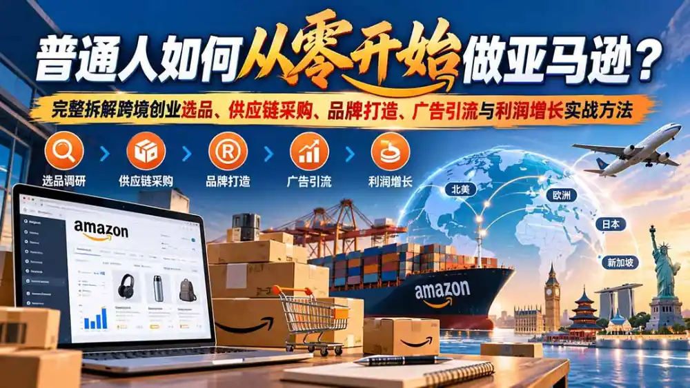 普通人如何从零开始做亚马逊？完整拆解跨境创业选品、供应链采购、品牌打造、广告引流与利润增长实战方法-二当家网创资源站