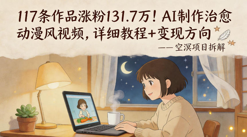 117条作品涨粉131.7W！AI制作治愈动漫风视频，详细教程+变现方向-二当家网创资源站