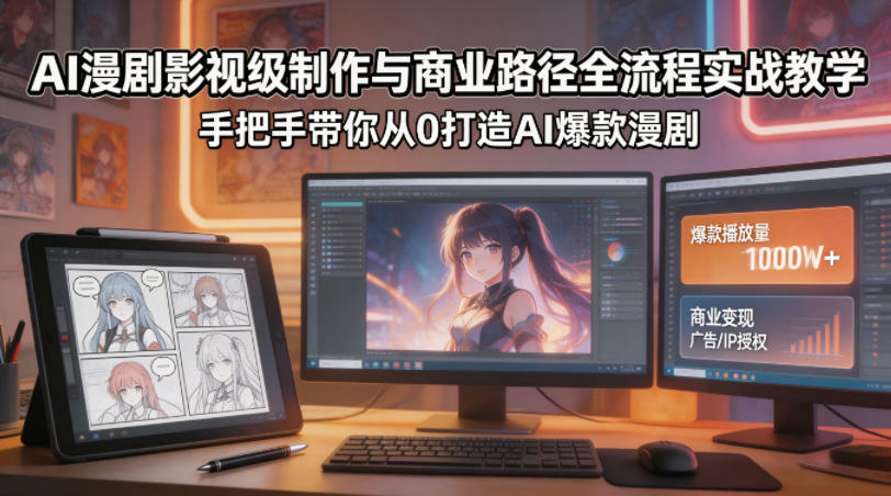 AI漫剧影视级制作与商业路径全流程实战教学，手带你从0打造AI爆款漫剧-二当家网创资源站