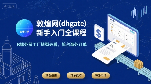敦煌网(dhgate)新手入门全课程，B端外贸工厂转型必看，抢占海外订单-二当家网创资源站