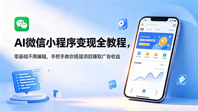 AI微信小程序变现全教程,零基础不用编程,手把手教你搭建项目赚取广告收益-二当家网创资源站