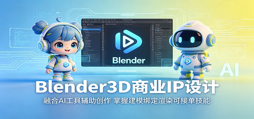 Blender3D商业IP设计：融合AI工具辅助创作，掌握建模绑定渲染可接单技能-二当家网创资源站