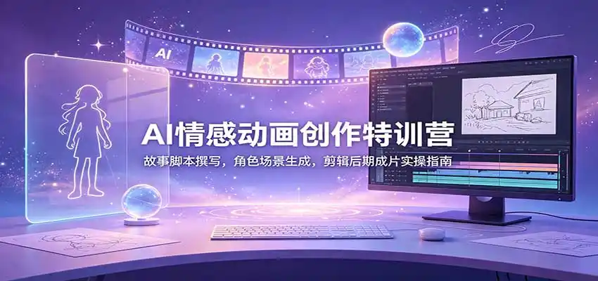 AI情感动画创作特训营:故事脚本撰写,角色场景生成,剪辑后期成片实操指南-二当家网创资源站