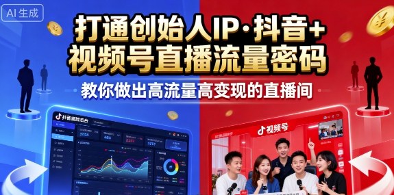25年直播9-10两期线下课，打通创始人IP，抖音+视频号直播流量密码，教你做出高流量高变现的直播间-二当家网创资源站