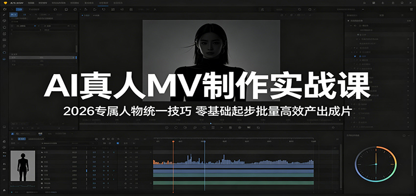 AI真人MV制作实战课：2026专属人物统一技巧，零基础起步批量高效产出成片-二当家网创资源站