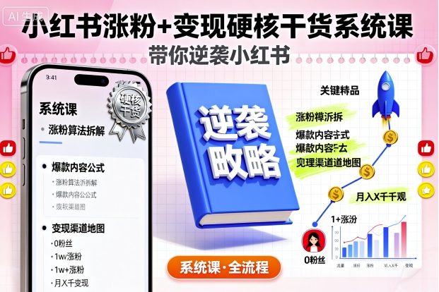 小红书涨粉+变现硬核干货系统课，带你逆袭小红书-二当家网创资源站