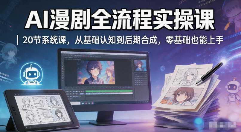 AI漫剧全流程实操课｜20节系统课，从基础认知到后期合成，零基础也能上手-二当家网创资源站
