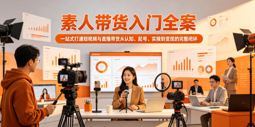 素人带货入门全案，一站式打通短视频与直播带货从认知、起号、实操到变现的完整闭环-二当家网创资源站